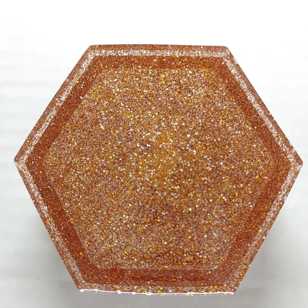 Jewelry Box Hexagon Orange, Silver & Gold Glitter